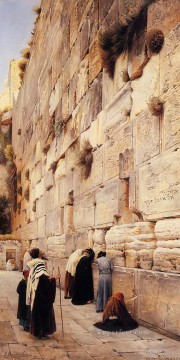  Jewish Art - The Wailing Wall Jerusalem oil on canvas Gustav Bauernfeind Orientalist Jewish